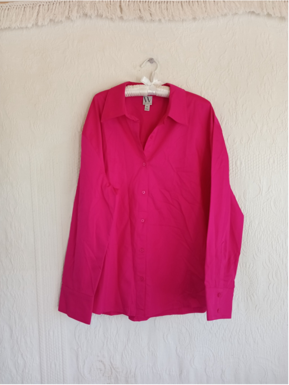 Worthington Cyber Pink Button Down Shirt work business colorful neon plus xxl 2x - Picture 11 of 11